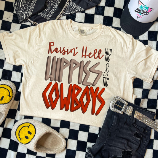 Raisen Hell Hippies Cowboys DTF Transfer