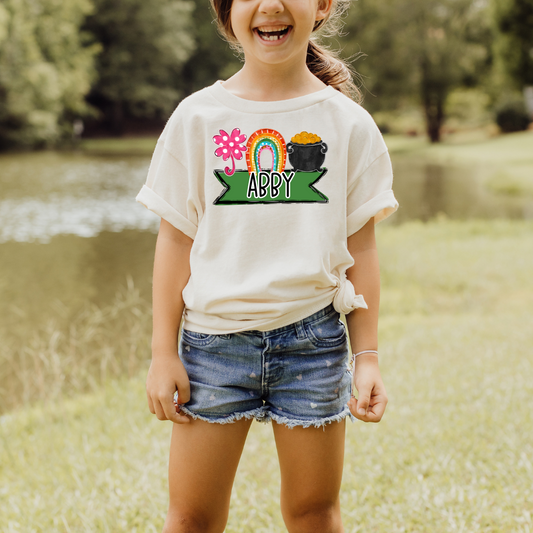 Girls Clover Name Banner DTF