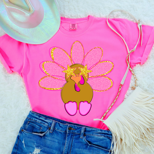 Pink Turkey Starry Eyes DTF Transfer