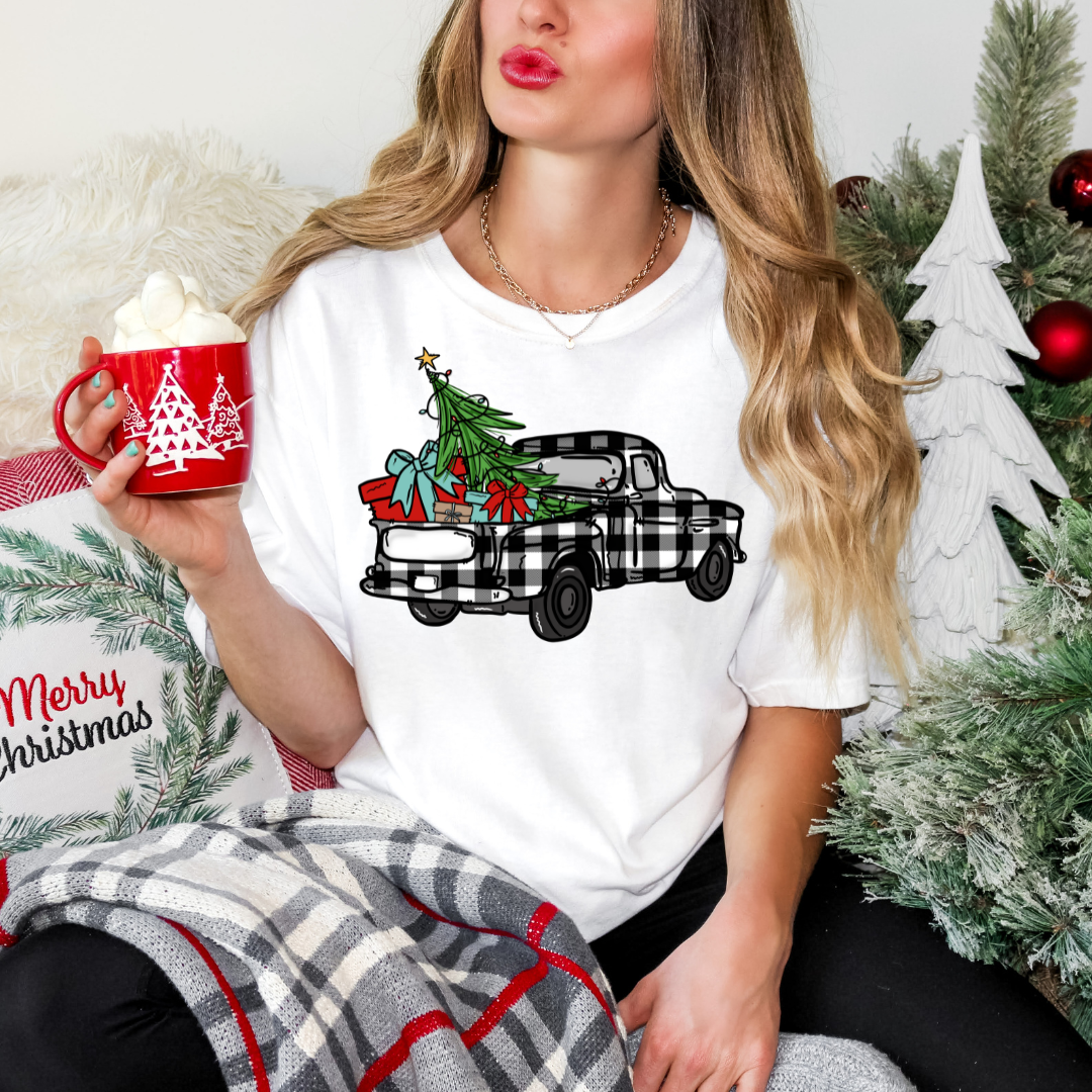 Plaid Christmas Truck DTF