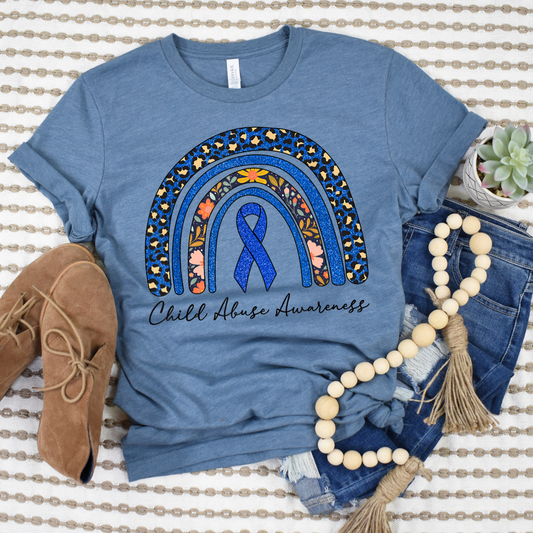 Child Abuse Prevention Floral Rainbow DTF