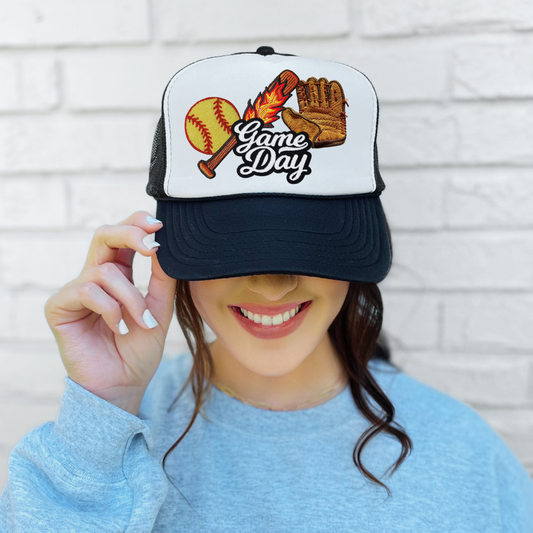 Softball Game Day Hat Patch Collage