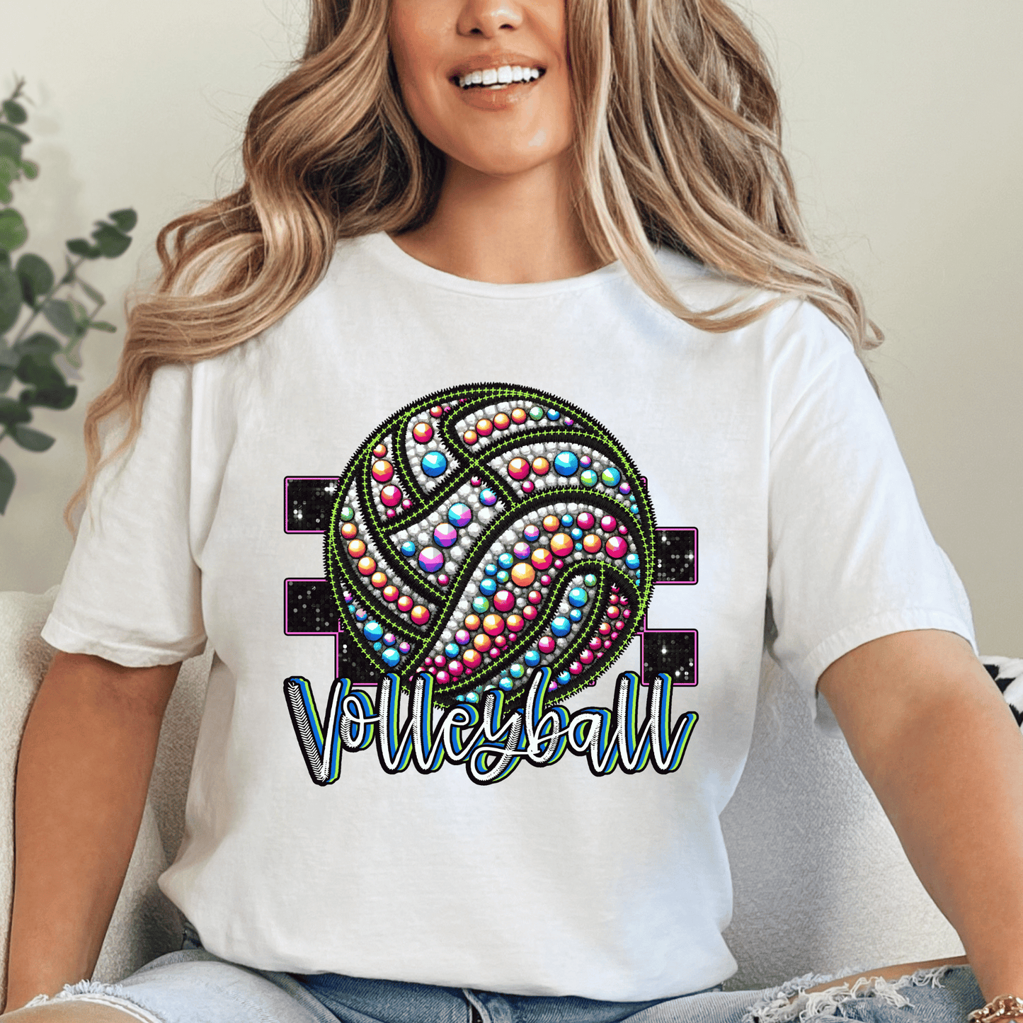 Volleyball Faux Embroidery