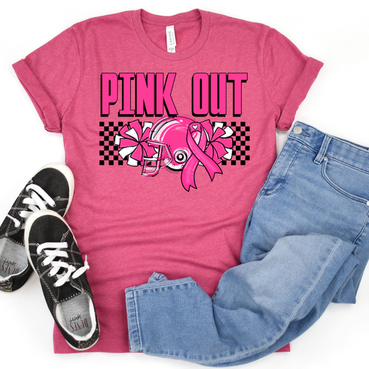 Pink Out Football Checks DTF Transfer