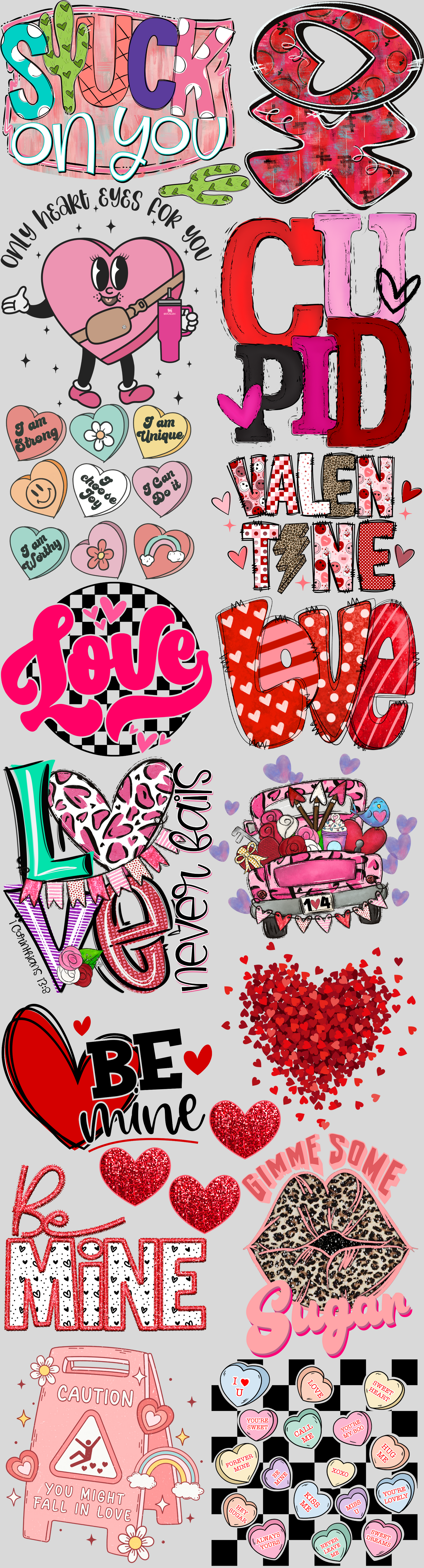 Valentine's Day THEMED  #2  83" Gang Sheet