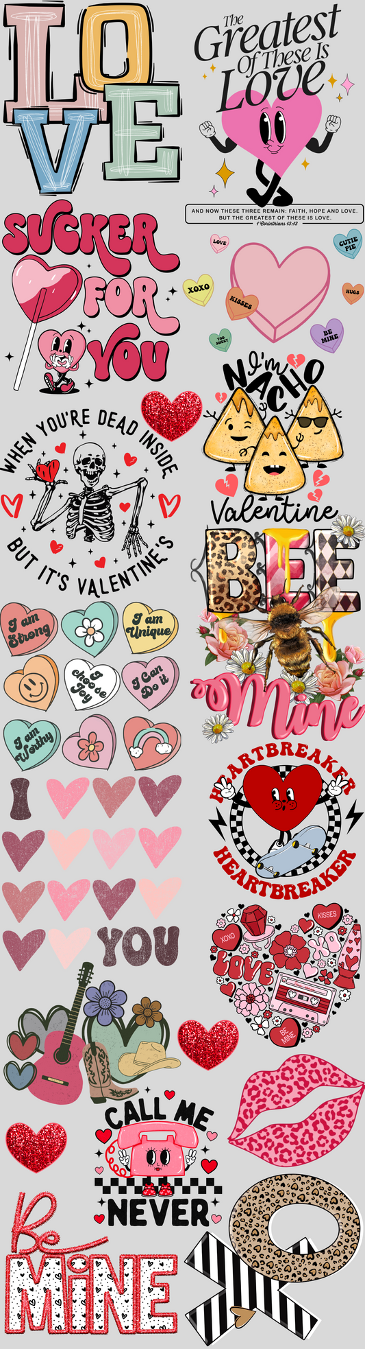 Valentine's Day THEMED  #5  83" Gang Sheet