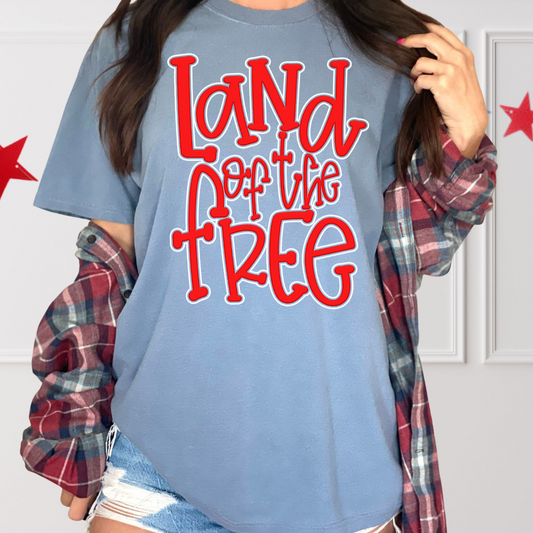 Land Of The Free Hand Lettered DTF
