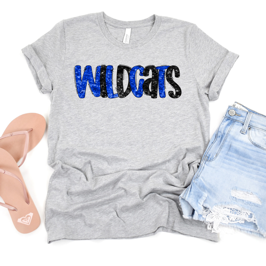 Wildcats Blue Black Shimmer DTF