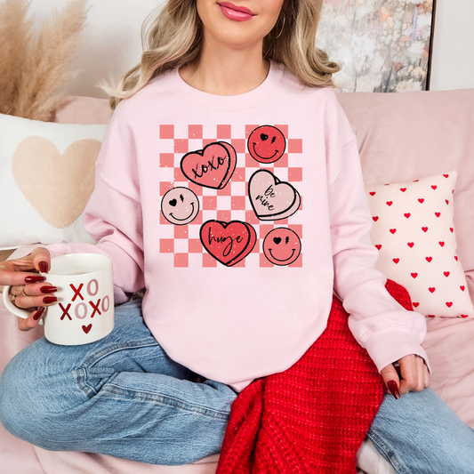 Xoxo Check Candy Hearts DTF Transfer
