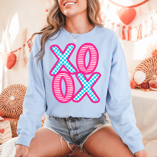 Xoxo Pink Blue DTF Transfer