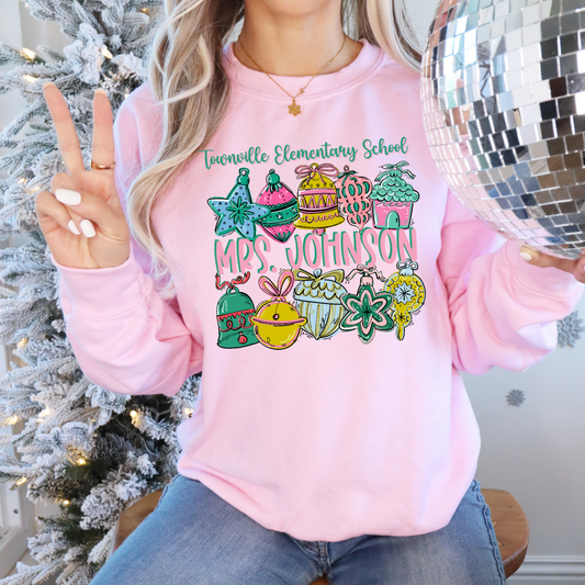 Teacher Christmas Ornaments Name Frame DTf Transfer