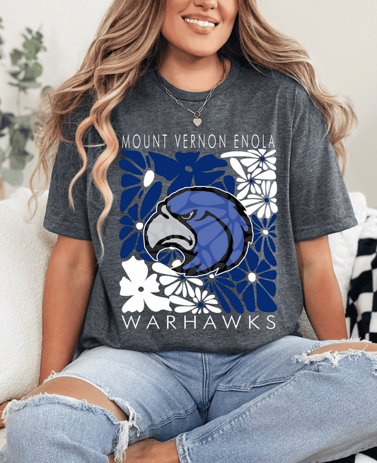 Mount Vernon Enola Warhawks Abstract Floral DTF Transfer