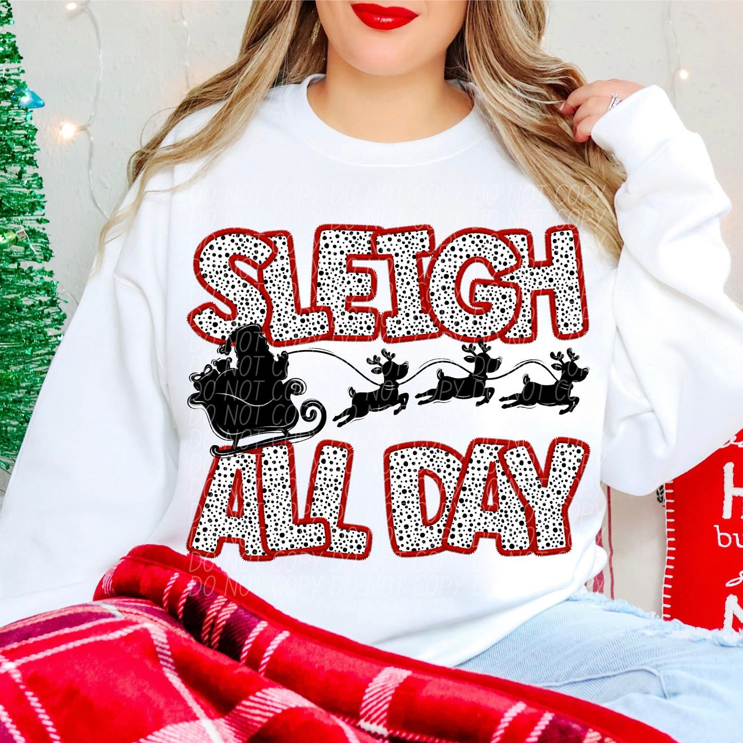 Sleigh All Day Red DTF