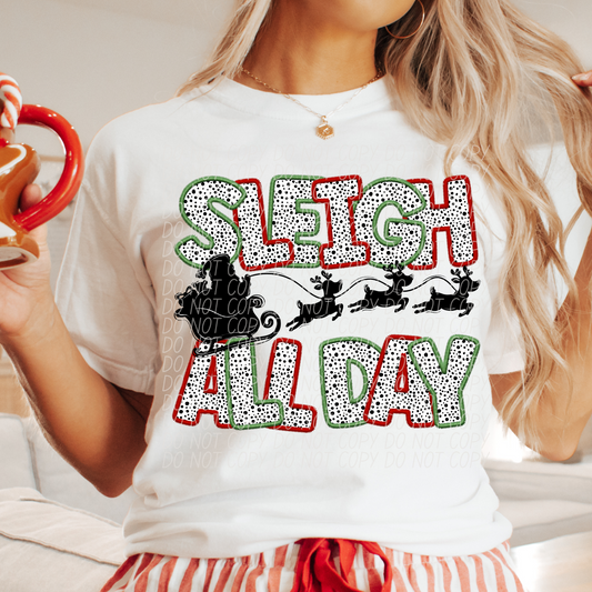 Sleigh All Day Red Green DTF