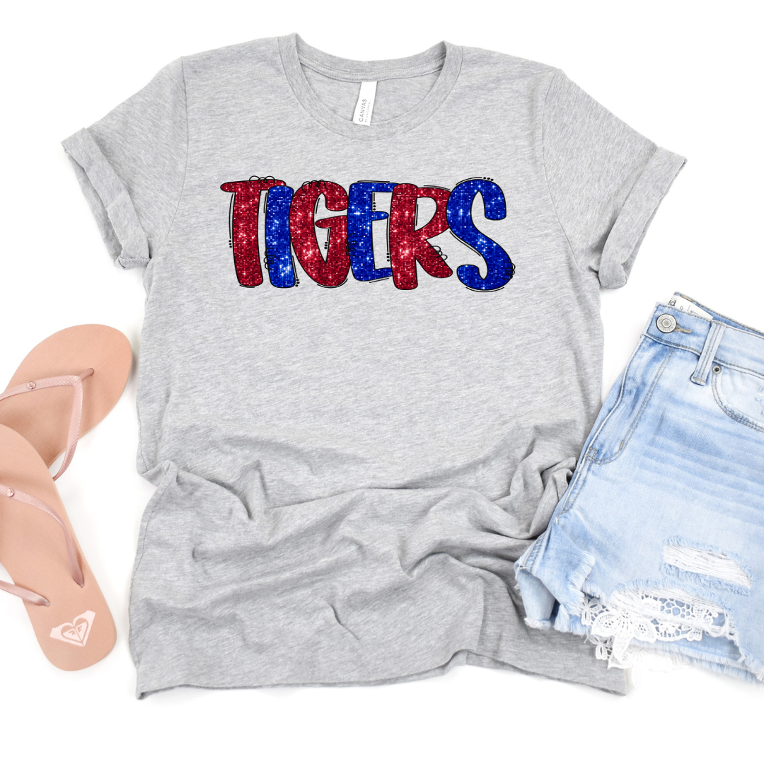 Tigers Red Blue Shimmer DTF