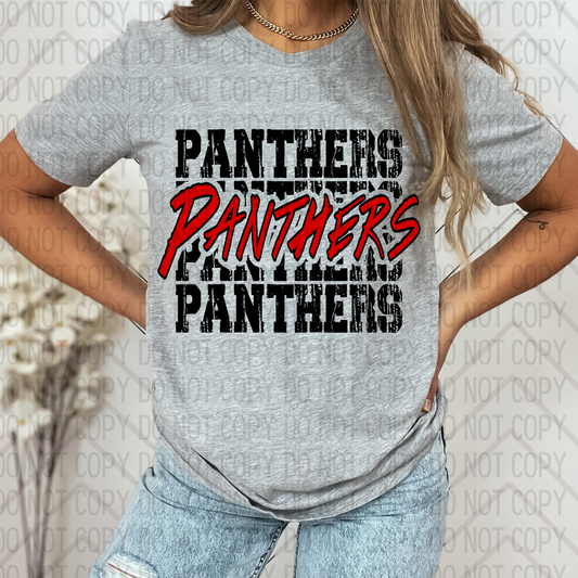 Red Stacked Panthers DTF